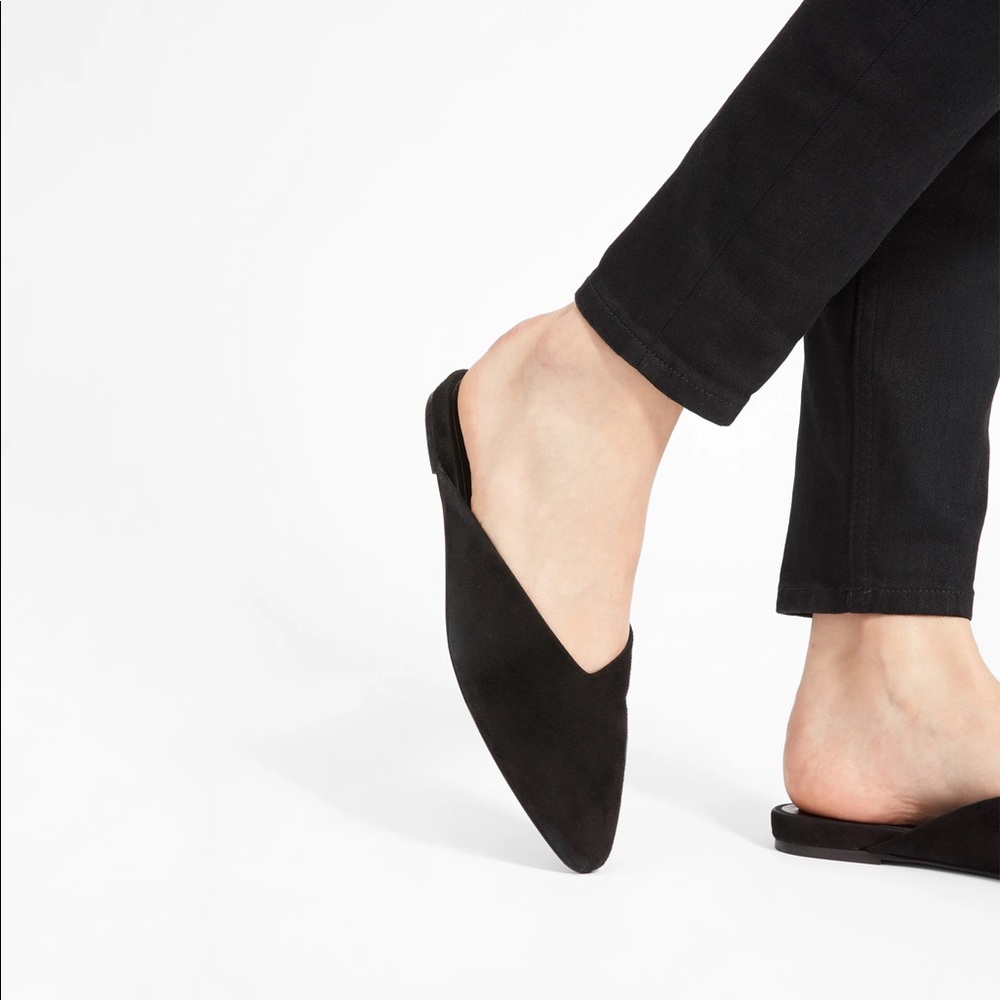 Everlane pointed mule / black suede / size 8